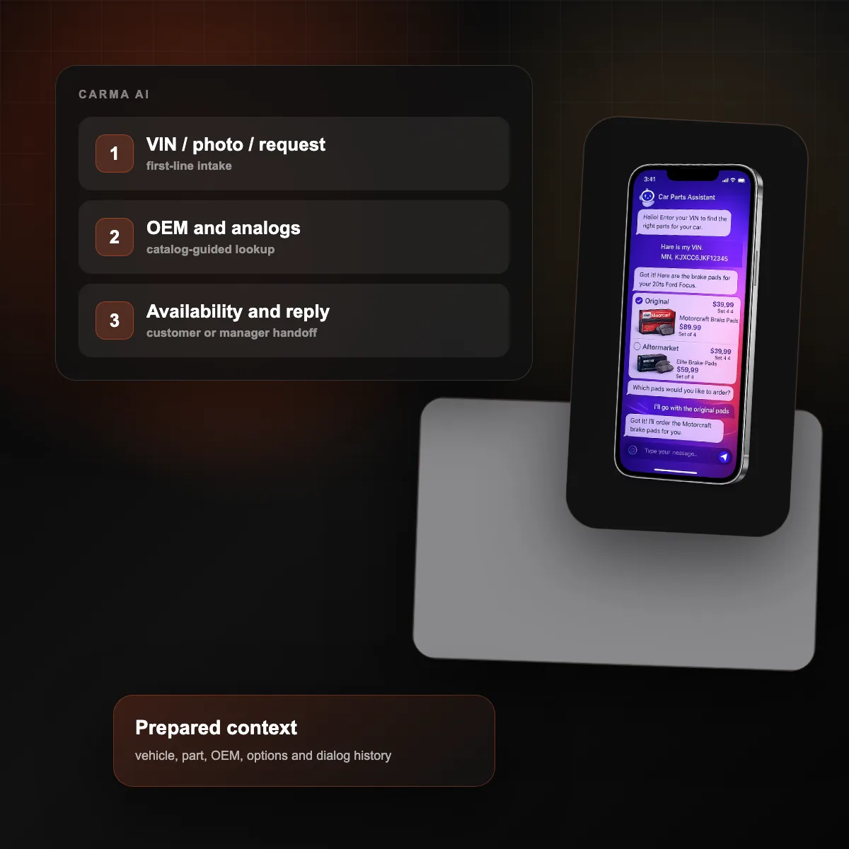 CARMA AI chat agent interface